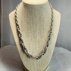 Silver textured triple chainlink necklace